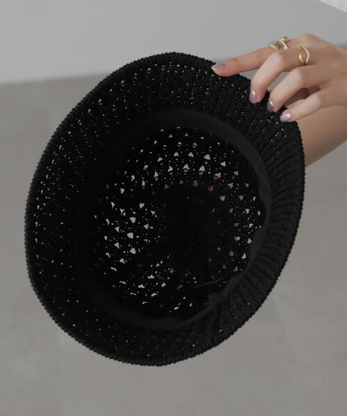 FREE'S MART(フリーズマート)の「◇クロシェハット(ハット・レディース・ベージュ/ブラック・フリ-)」の10枚目の写真