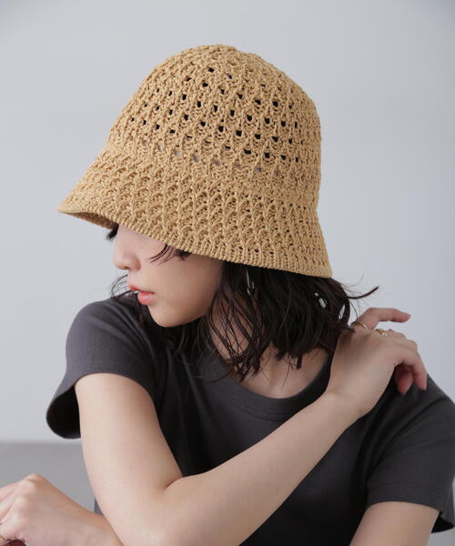 FREE'S MART(フリーズマート)の「◇クロシェハット(ハット・レディース・ベージュ/ブラック・フリ-)」の12枚目の写真