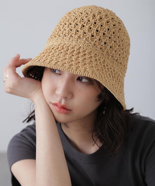 FREE'S MART(フリーズマート)の「◇クロシェハット(ハット・レディース・ベージュ/ブラック・フリ-)」の13枚目の写真