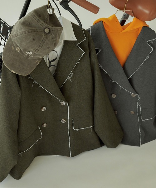 セール】cut off double jacket / カットオフダブルジャケット