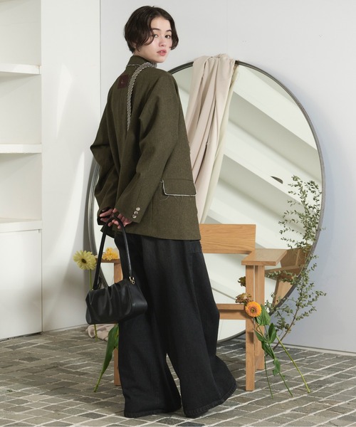 loin nuit(ロワンニュイ)の「cut off double jacket / カットオフダブルジャケット(テーラードジャケット・レディース・グレー/カーキ・FREE)」の18枚目の写真