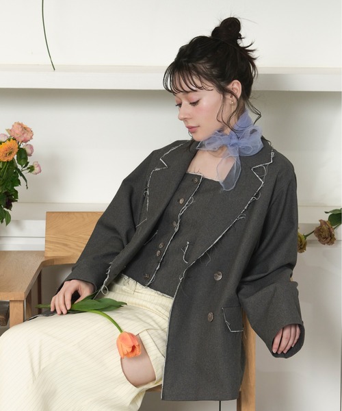 loin nuit ジャケット loin nuit ジャケット テーラードジャケット cut off double jacket