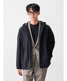 Perfect Suit FActory（パーフェクトスーツファクトリー）の「【防花粉/防風】オールウエザーテックス　フード付きショートコート【TOKYORUN】ブラック/グレー（マウンテンパーカー）」