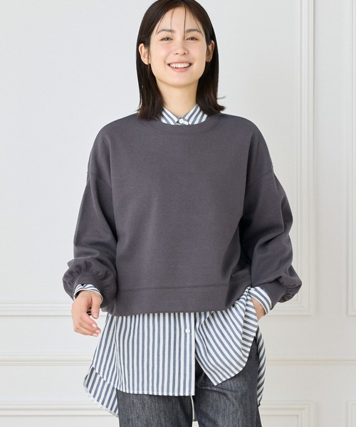 I.T.'S international（イッツインターナショナル）の「ブークレーダンボールプルオーバー【セットアップ対応】（Tシャツ/カットソー・レディース・オフホワイト/ブルーグレー/チャコールグレー・フリー）」の2枚目の写真