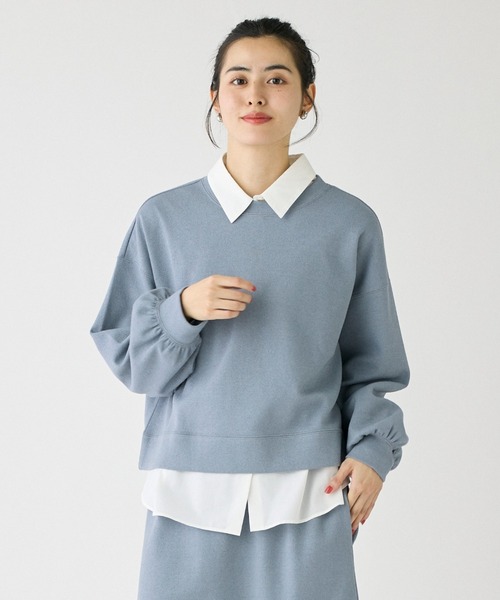 I.T.'S international（イッツインターナショナル）の「ブークレーダンボールプルオーバー【セットアップ対応】（Tシャツ/カットソー・レディース・オフホワイト/ブルーグレー/チャコールグレー・フリー）」の3枚目の写真