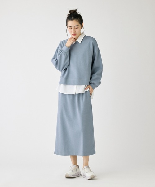 I.T.'S international（イッツインターナショナル）の「ブークレーダンボールプルオーバー【セットアップ対応】（Tシャツ/カットソー・レディース・オフホワイト/ブルーグレー/チャコールグレー・フリー）」の10枚目の写真