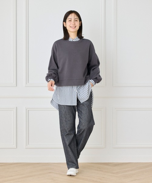 I.T.'S international（イッツインターナショナル）の「ブークレーダンボールプルオーバー【セットアップ対応】（Tシャツ/カットソー・レディース・オフホワイト/ブルーグレー/チャコールグレー・フリー）」の20枚目の写真