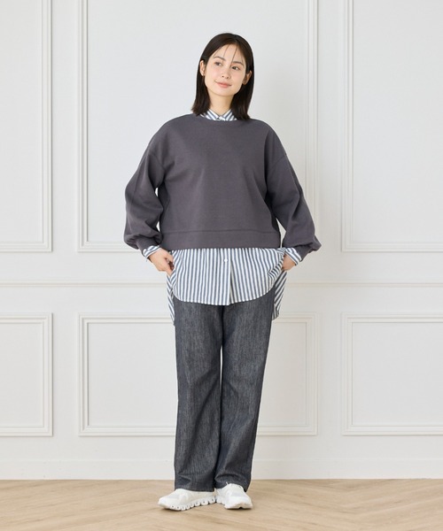 I.T.'S international（イッツインターナショナル）の「ブークレーダンボールプルオーバー【セットアップ対応】（Tシャツ/カットソー・レディース・オフホワイト/ブルーグレー/チャコールグレー・フリー）」の21枚目の写真
