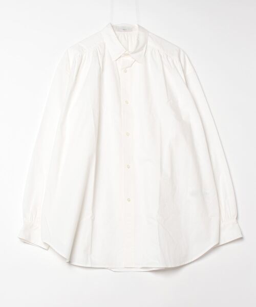 litmus Her Praha ギャザー入りホワイトシャツ セール】クロップドギャザーフォルムシャツ（シャツ/ブラウス
