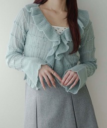 Ambre Neige | frill sheer knit cardigan / フリルシアーニットカーディガン(カーディガン/ボレロ)