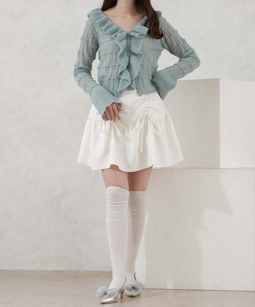 Ambre Neige(アンブルネージュ)の「frill sheer knit cardigan / フリルシアーニットカーディガン(カーディガン/ボレロ・レディース・ベビーピンク/アイボリー/ライトブルー・FREE)」の14枚目の写真
