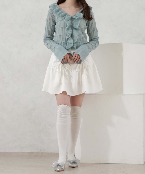 Ambre Neige(アンブルネージュ)の「frill sheer knit cardigan / フリルシアーニットカーディガン(カーディガン/ボレロ・レディース・ベビーピンク/アイボリー/ライトブルー・FREE)」の15枚目の写真