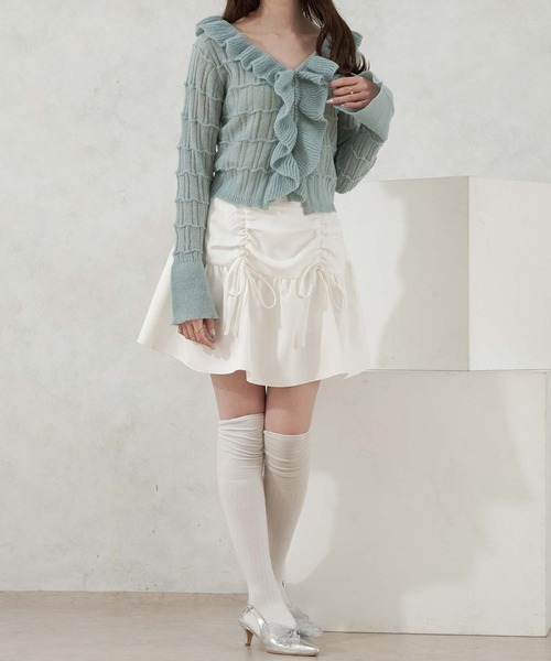 Ambre Neige(アンブルネージュ)の「frill sheer knit cardigan / フリルシアーニットカーディガン(カーディガン/ボレロ・レディース・ベビーピンク/アイボリー/ライトブルー・FREE)」の16枚目の写真