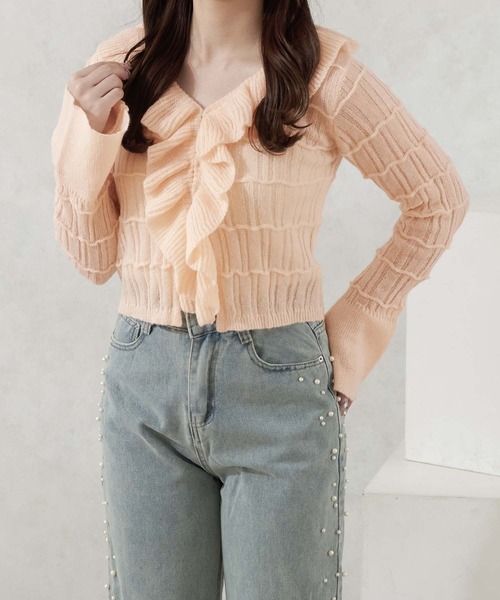 Ambre Neige(アンブルネージュ)の「frill sheer knit cardigan / フリルシアーニットカーディガン(カーディガン/ボレロ・レディース・ベビーピンク/アイボリー/ライトブルー・FREE)」の17枚目の写真