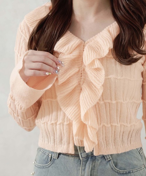 Ambre Neige(アンブルネージュ)の「frill sheer knit cardigan / フリルシアーニットカーディガン(カーディガン/ボレロ・レディース・ベビーピンク/アイボリー/ライトブルー・FREE)」の20枚目の写真
