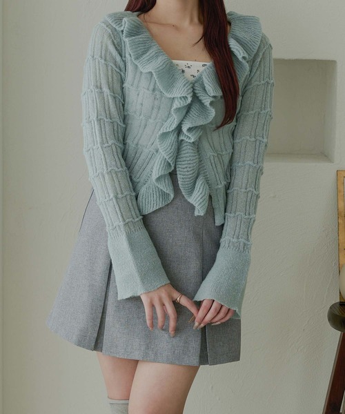 Ambre Neige(アンブルネージュ)の「frill sheer knit cardigan / フリルシアーニットカーディガン(カーディガン/ボレロ・レディース・ベビーピンク/アイボリー/ライトブルー・FREE)」の22枚目の写真