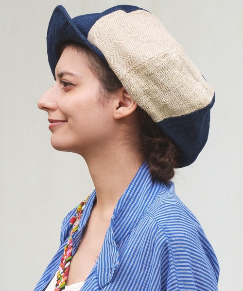 チャイハネ（チャイハネ）の「【チャイハネ】バクタキャスケット（キャスケット・レディース・ブラック/ブルー・FREE）」の2枚目の写真