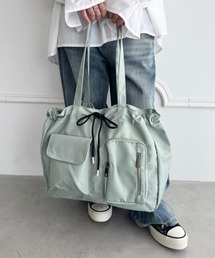 wears（ウェアーズ）の「10色展開【A4収納可／詳細動画付き】大容量 軽量 多収納トートバッグ ナイロン巾着バッグ（トートバッグ）」