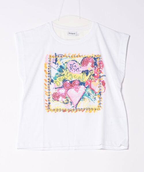 Desigual(デシグアル)の「ショート丈 ポップアートプリントベビーTシャツ(Tシャツ/カットソー・レディース・ホワイト・S/M/L/XL/XS)」の4枚目の写真
