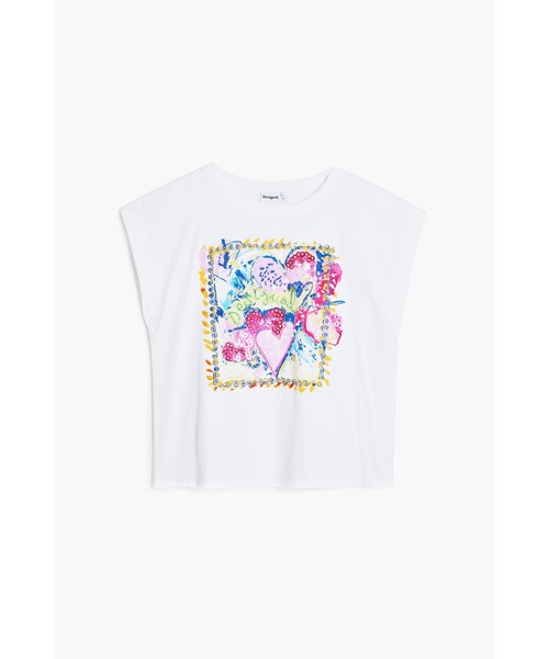 Desigual(デシグアル)の「ショート丈 ポップアートプリントベビーTシャツ(Tシャツ/カットソー・レディース・ホワイト・S/M/L/XL/XS)」の7枚目の写真