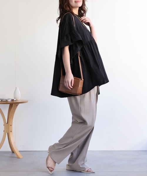 ap retro(アプレトロ)の「ペプラムフリルTee / フレンチスリーブフリルプルオーバー《動画あり》(Tシャツ/カットソー・レディース・チャコール/レッド/アイボリー/ブラック/グリーン/ホワイト・FREE)」の18枚目の写真