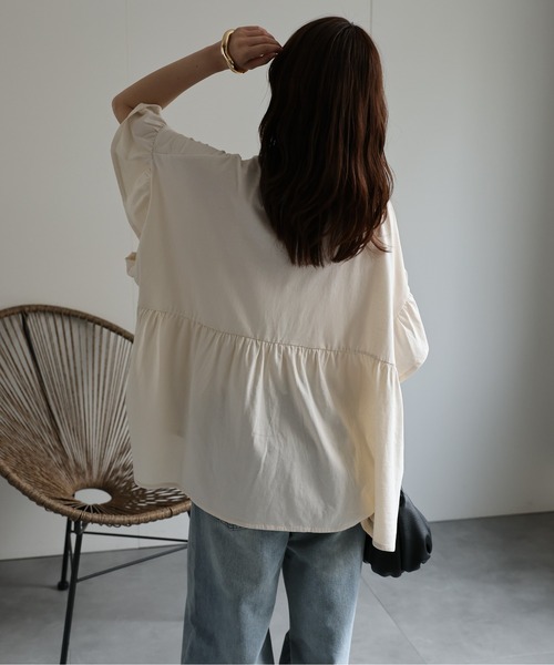 ap retro（アプレトロ）の「ペプラムフリルTee / フレンチスリーブフリルプルオーバー《動画あり》（Tシャツ/カットソー・レディース・チャコール/レッド/アイボリー/ブラック/グリーン/ホワイト・FREE）」の17枚目の写真