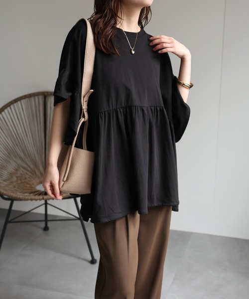 ap retro（アプレトロ）の「ペプラムフリルTee / フレンチスリーブフリルプルオーバー《動画あり》（Tシャツ/カットソー・レディース・チャコール/レッド/アイボリー/ブラック/グリーン/ホワイト・FREE）」の22枚目の写真