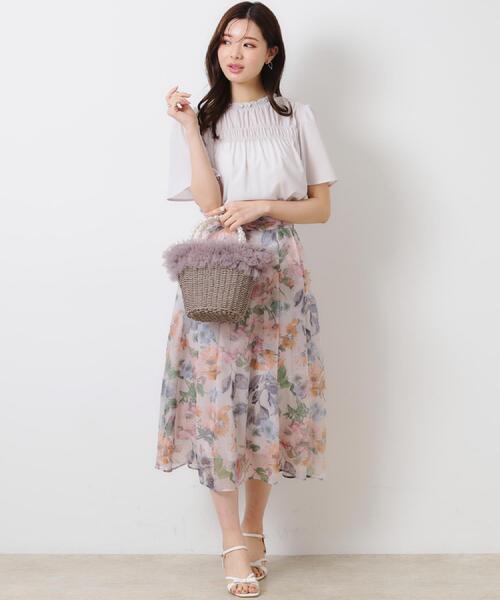 couture brooch(クチュールブローチ)の「【一枚で着映える・華やか・上品】Summerオーガンフルールスカート(スカート・レディース・ライトグレー系/ブラック系/ベージュ系その他4・36/38/40/42)」の10枚目の写真