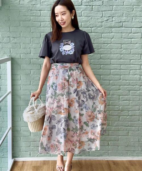 couture brooch(クチュールブローチ)の「【一枚で着映える・華やか・上品】Summerオーガンフルールスカート(スカート・レディース・ライトグレー系/ブラック系/ベージュ系その他4・36/38/40/42)」の13枚目の写真
