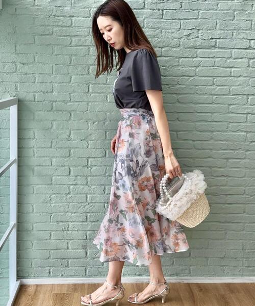 couture brooch(クチュールブローチ)の「【一枚で着映える・華やか・上品】Summerオーガンフルールスカート(スカート・レディース・ライトグレー系/ブラック系/ベージュ系その他4・36/38/40/42)」の14枚目の写真