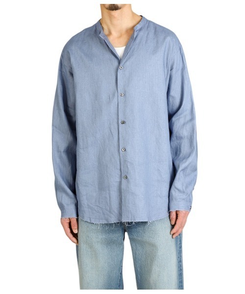 PORT BY ARK（ポートバイアーク）の「PORT BY ARK / ポートバイアーク：Crew Neck Shirt：PO17-SH001[COR]（シャツ/ブラウス・メンズ・ホワイト系その他/ブラック/サックスブルー・1/2）」の11枚目の写真