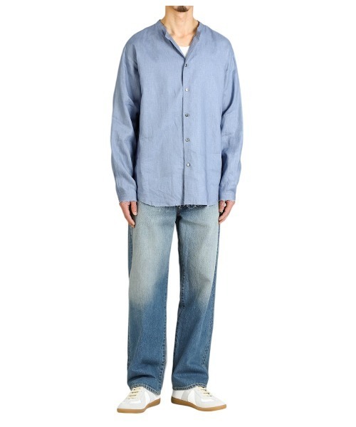 PORT BY ARK（ポートバイアーク）の「PORT BY ARK / ポートバイアーク：Crew Neck Shirt：PO17-SH001[COR]（シャツ/ブラウス・メンズ・ホワイト系その他/ブラック/サックスブルー・1/2）」の14枚目の写真