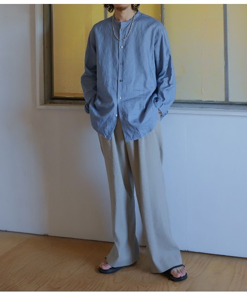 PORT BY ARK（ポートバイアーク）の「PORT BY ARK / ポートバイアーク：Crew Neck Shirt：PO17-SH001[COR]（シャツ/ブラウス・メンズ・ホワイト系その他/ブラック/サックスブルー・1/2）」の16枚目の写真