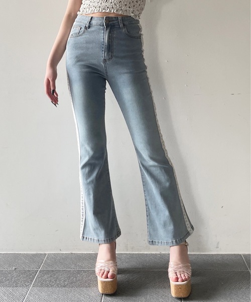 one way（ワンウェイ）の「レース付きデニムパンツ（デニムパンツ・レディース・ブルー・FREE/LARGE）」の7枚目の写真