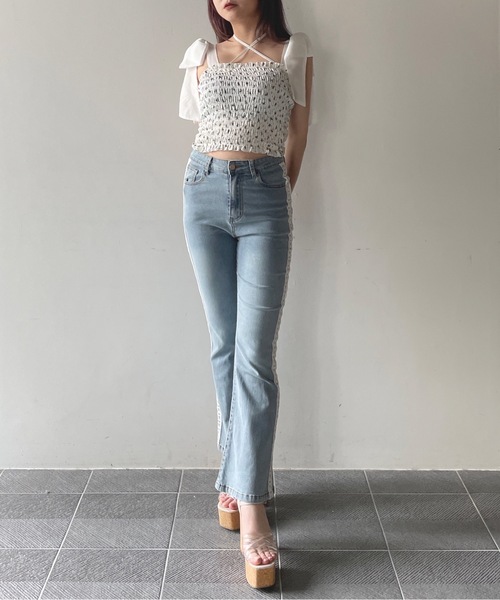 RED VALENTINO デニムトップ 来ら レース付