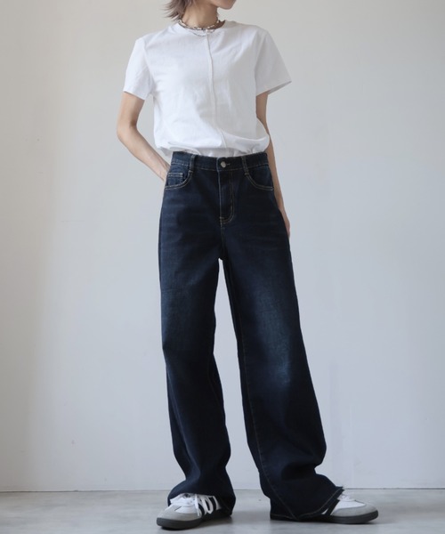 Girly Doll(ガーリードール)の「ワイドストレートデニムパンツ(デニムパンツ・レディース・ブルー/ライトブルー/ブラック・2XL/L/M/S/XL)」の16枚目の写真