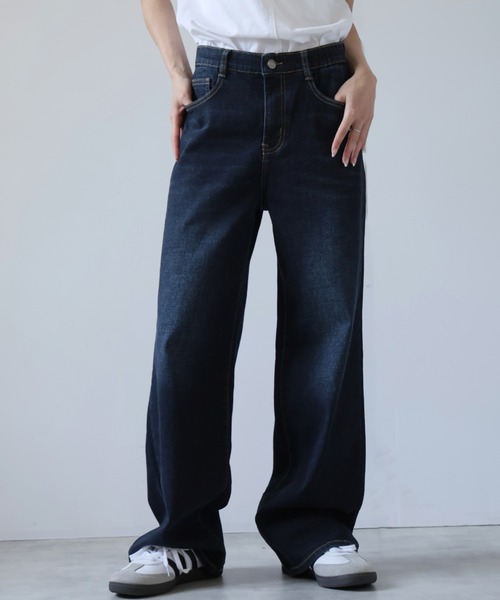 Girly Doll(ガーリードール)の「ワイドストレートデニムパンツ(デニムパンツ・レディース・ブルー/ライトブルー/ブラック・2XL/L/M/S/XL)」の18枚目の写真