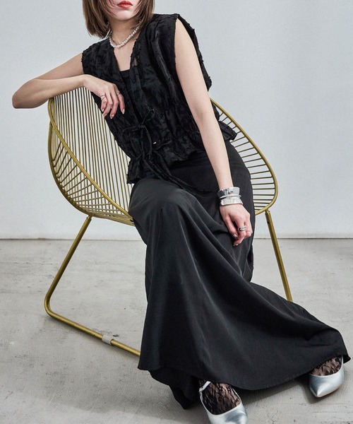 Fashion Letter（ファッションレター）の「フリンジジャガード フロントリボンブラウス（シャツ/ブラウス・レディース・ブラック/アイボリー・M）」の11枚目の写真