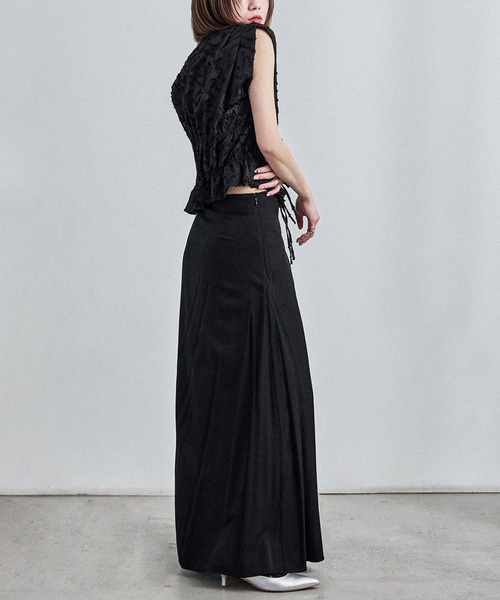 Fashion Letter（ファッションレター）の「フリンジジャガード フロントリボンブラウス（シャツ/ブラウス・レディース・ブラック/アイボリー・M）」の6枚目の写真