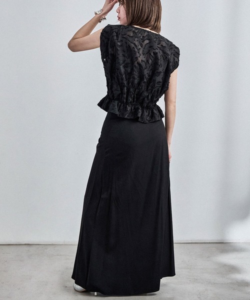 Fashion Letter（ファッションレター）の「フリンジジャガード フロントリボンブラウス（シャツ/ブラウス・レディース・ブラック/アイボリー・M）」の4枚目の写真