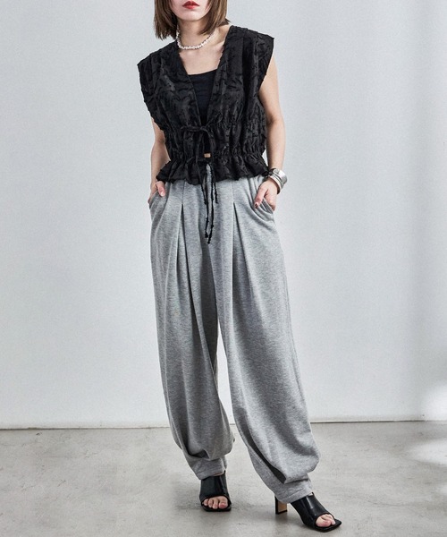 Fashion Letter（ファッションレター）の「フリンジジャガード フロントリボンブラウス（シャツ/ブラウス・レディース・ブラック/アイボリー・M）」の3枚目の写真