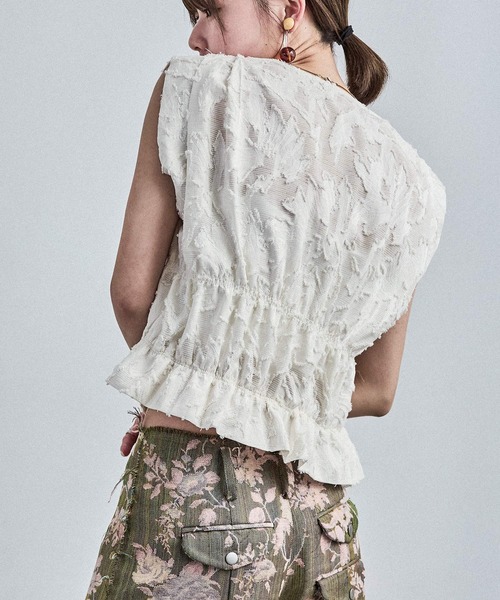 Fashion Letter（ファッションレター）の「フリンジジャガード フロントリボンブラウス（シャツ/ブラウス・レディース・ブラック/アイボリー・M）」の18枚目の写真