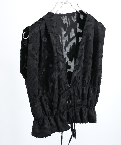 Fashion Letter（ファッションレター）の「フリンジジャガード フロントリボンブラウス（シャツ/ブラウス・レディース・ブラック/アイボリー・M）」の15枚目の写真