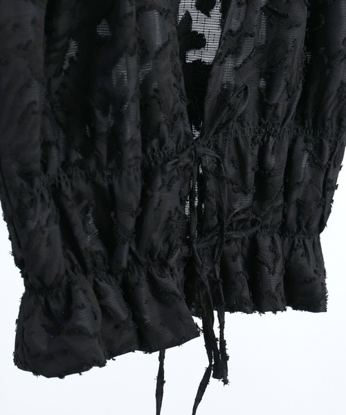 Fashion Letter（ファッションレター）の「フリンジジャガード フロントリボンブラウス（シャツ/ブラウス・レディース・ブラック/アイボリー・M）」の14枚目の写真