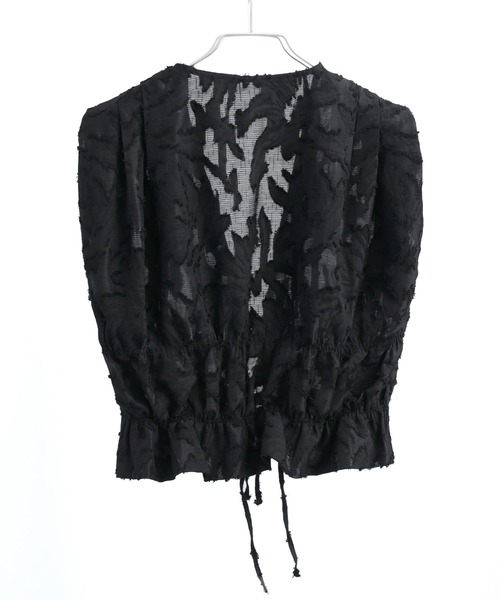 Fashion Letter（ファッションレター）の「フリンジジャガード フロントリボンブラウス（シャツ/ブラウス・レディース・ブラック/アイボリー・M）」の13枚目の写真