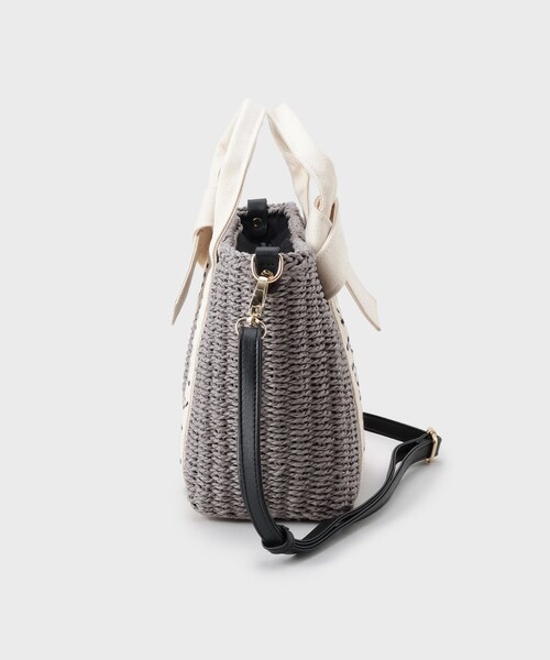 THE SHOP TK (ザ ショップ ティーケー )の「ロゴ雑材バッグ(ショルダーバッグ・レディース・ベージュ系その他2/ベージュ系その他7/チャコール・00)」の6枚目の写真