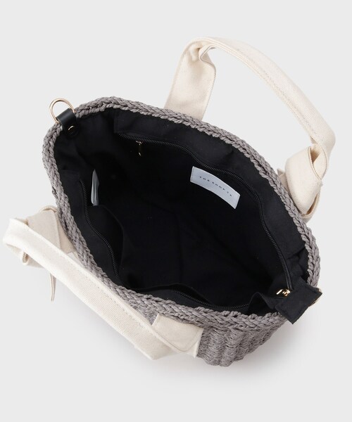 THE SHOP TK (ザ ショップ ティーケー )の「ロゴ雑材バッグ(ショルダーバッグ・レディース・ベージュ系その他2/ベージュ系その他7/チャコール・00)」の9枚目の写真