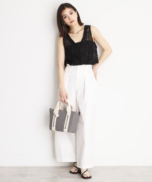 THE SHOP TK (ザ ショップ ティーケー )の「ロゴ雑材バッグ(ショルダーバッグ・レディース・ベージュ系その他2/ベージュ系その他7/チャコール・00)」の16枚目の写真