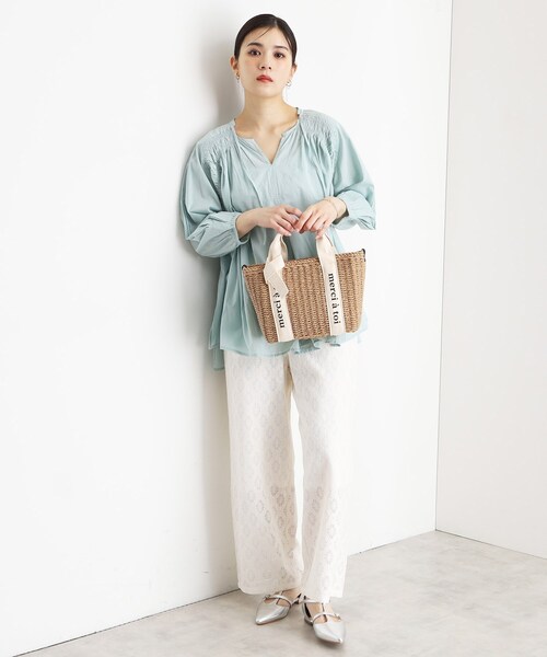 THE SHOP TK (ザ ショップ ティーケー )の「ロゴ雑材バッグ(ショルダーバッグ・レディース・ベージュ系その他2/ベージュ系その他7/チャコール・00)」の20枚目の写真