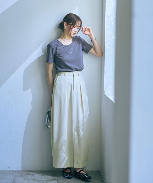 slattgir(スラットジール)の「高身長 タックコクーンロングスカート(トールサイズ)Essenave(スカート・レディース・アイボリー/オレンジ・LL/3L/4L/5L/M/L)」の5枚目の写真